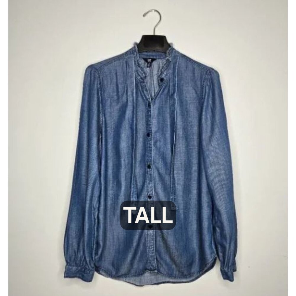 GAP Denim Lyocell Button-Down Shirt M Tall